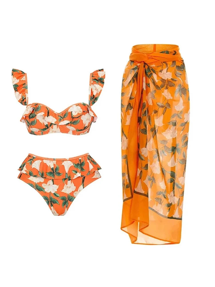 Ruffle Floral Bikini Set