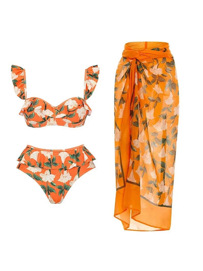 Ruffle Floral Bikini Set
