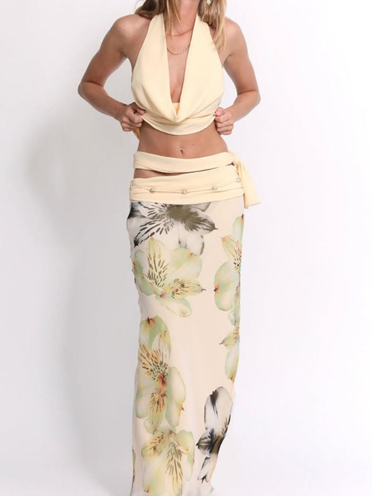 Floral Sleeveless Skirt Set