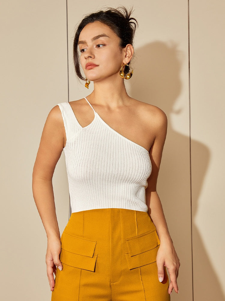 Single-Strap Asymmetric Knit Top