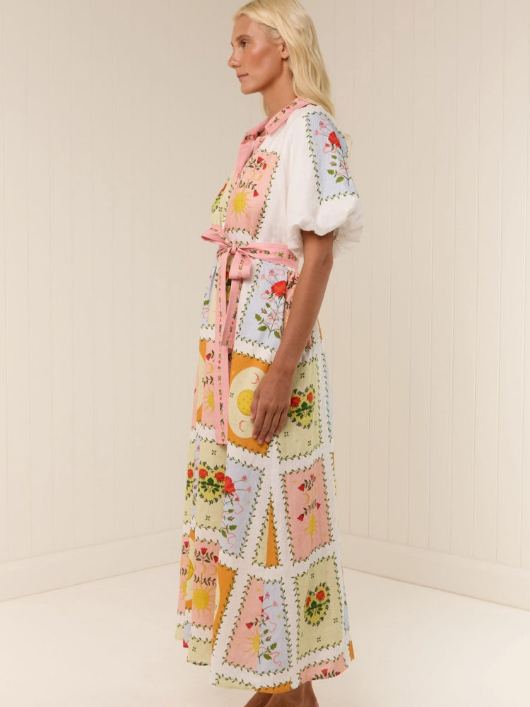 Tie Cardigan Linen Dress