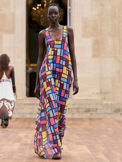 Patchwork Embroidered Maxi Dress