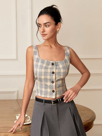 Classic Plaid Wide-Strap Camisole