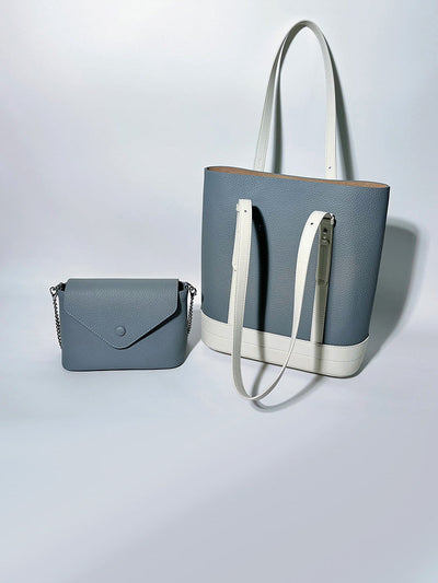 Colorblock Single Shoulder Leather Tote Bag