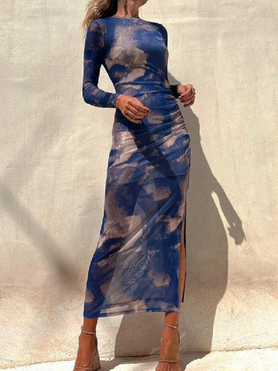 Sheer Print Bodycon Dress