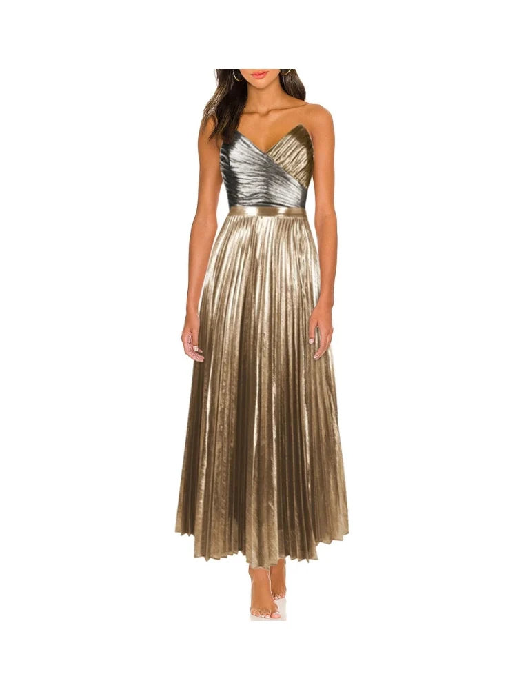 Cutout Gold Patchwork One-Piece Skirt Set