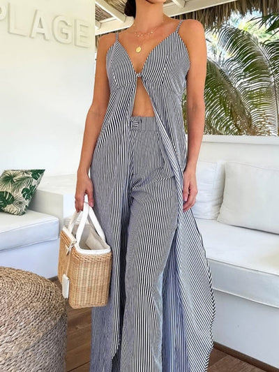 Matching Striped Top & Pants Set