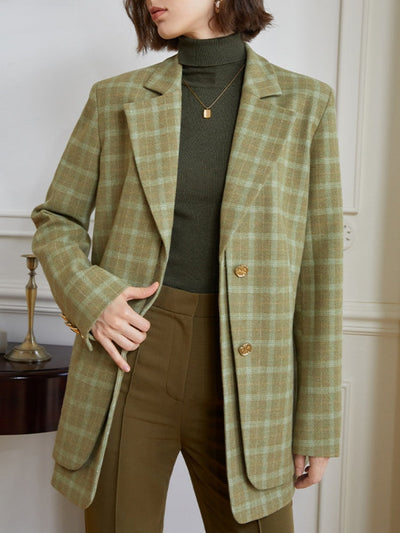 Vintage Green Checkered Blazer