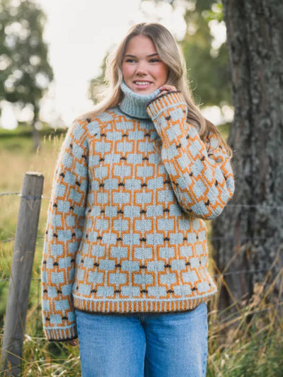 Geometric Patterned Turtleneck Sweater