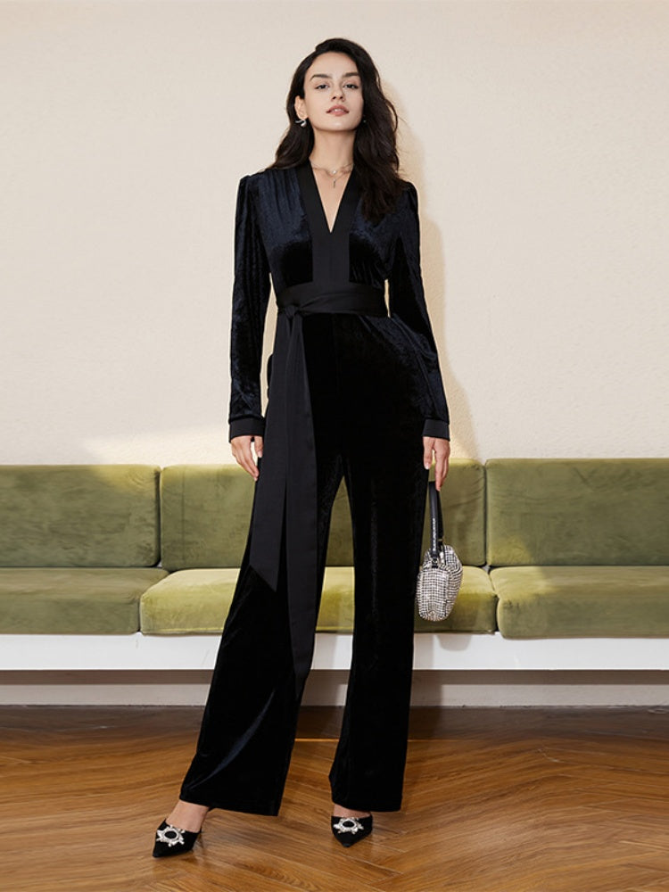 High-Waist Wide-Leg Luxury Jumpsuit
