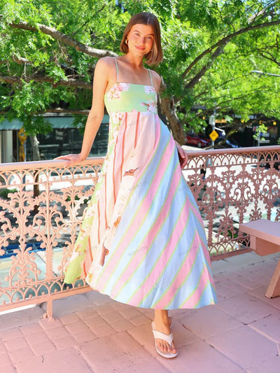 Graffiti Print Sleeveless A-Line Maxi Dress