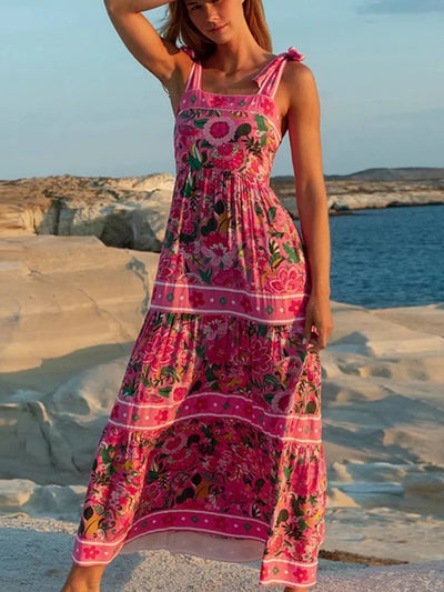 Floral Bowknot Tie One-Piece Swimsuit