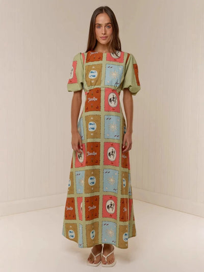 Linen Crewneck Waist Dress