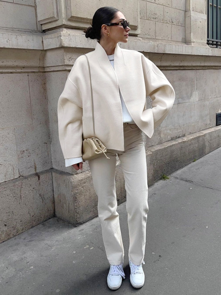 Short Paneled V-Neck Jacket