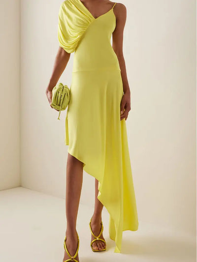 Puff Sleeve Solid Color Elegant Swimsuit