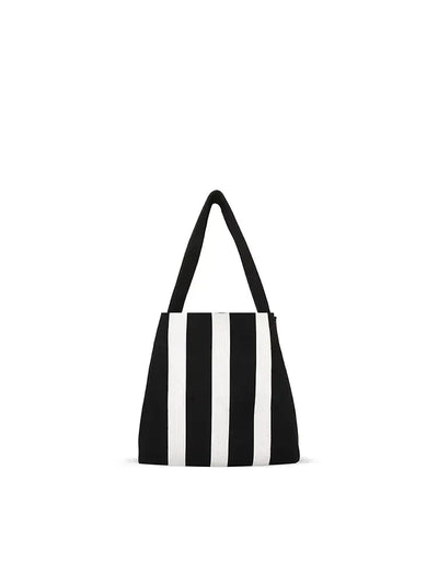 Colorblock Knit Tote Bag