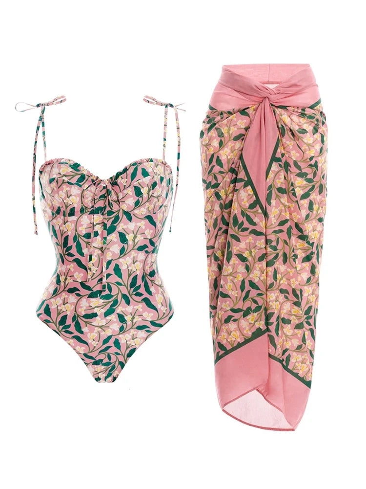 Ruffle High-Waist Floral Bikini Set