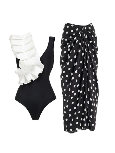 Elegant Polka Dot One-Piece Swimsuit