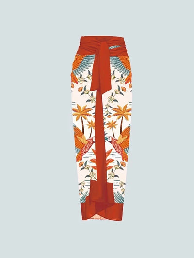 Floral Print One-Piece with 3D Flower Detail