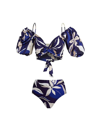Off-Shoulder Tie-Back Floral Bikini Set