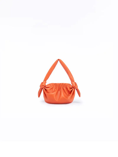 Leather Cloud Bag with Bow Detail