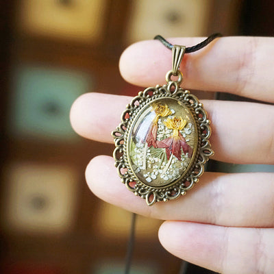 Resin Pressed Flower Necklaces - French Retro Violet & Lobelia Erinus