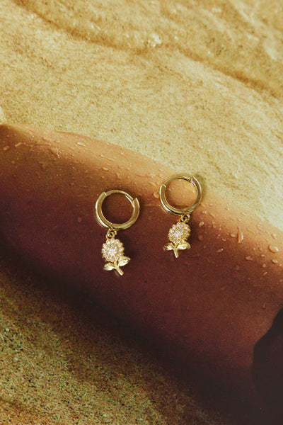 18K Gold Plated Opalescent Roses Earrings Gold