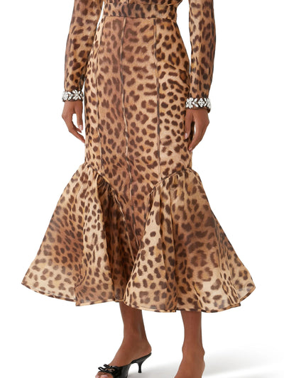 Leopard Panelled Pencil Skirt