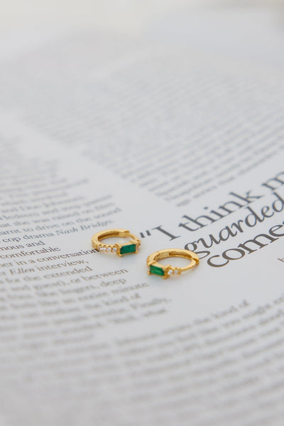 18K Gold Plated Eyes To The Soul Earrings Emerald