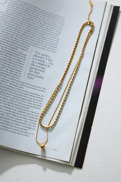 18k Gold Plated Double Lover Chain Necklace Gold