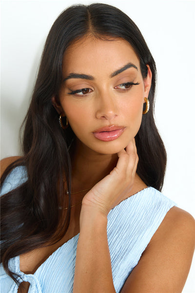 18k Gold Plated Sultry Hoop Earrings Gold