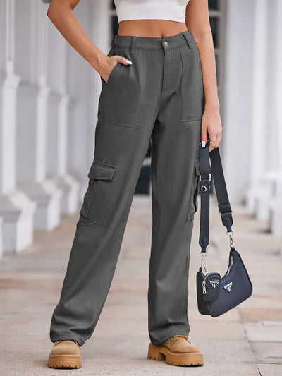 Spring Wash Denim Drawstring Cargo Pants