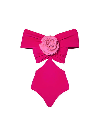 Floral Appliqué Cutout One Piece Swimsuit Set