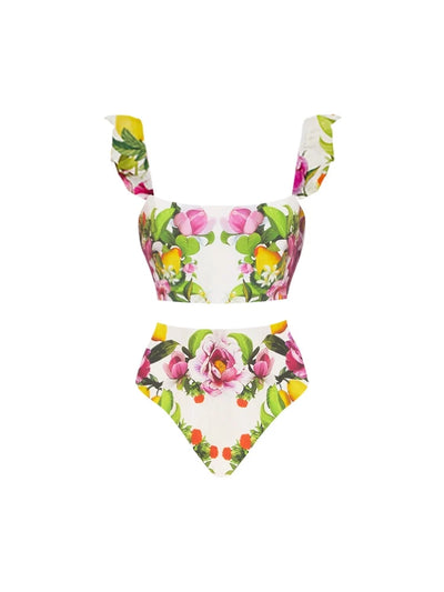 Floral Print High-Waist Bikini Set