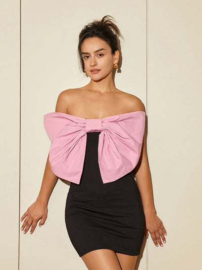 Short Strapless Bow Mini Dress