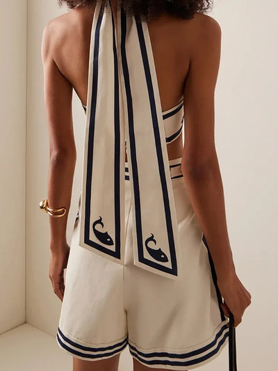 Navy Style Halter Bikini Set