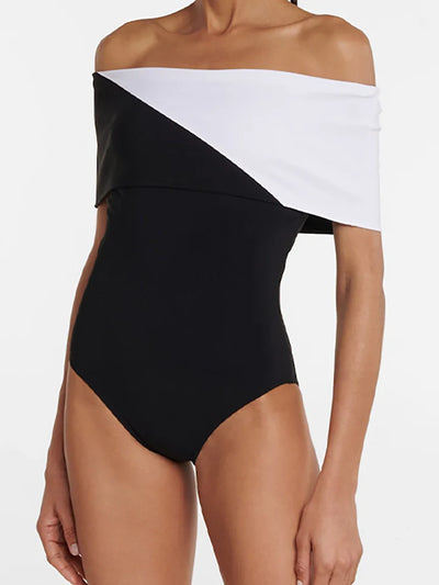 Colorblock Minimal One Piece Swimsuit Set