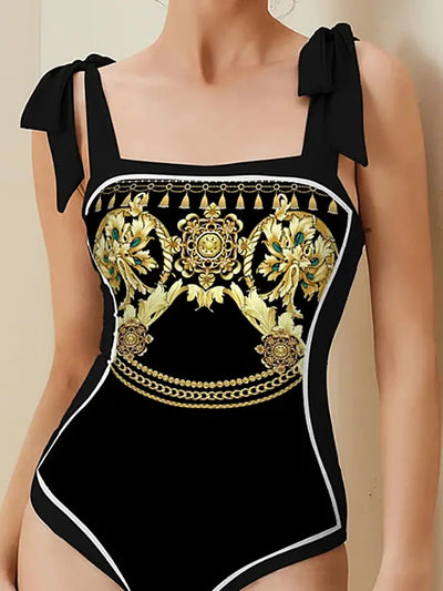 Reversible Retro Print One Piece Swimsuit