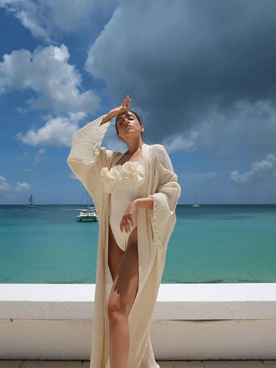 Floral Appliqué Solid One-Piece Swimsuit