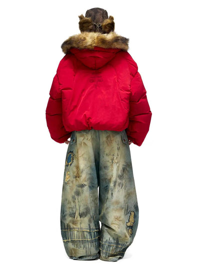 Plato-Dyed Embroidered Scimitar Jeans