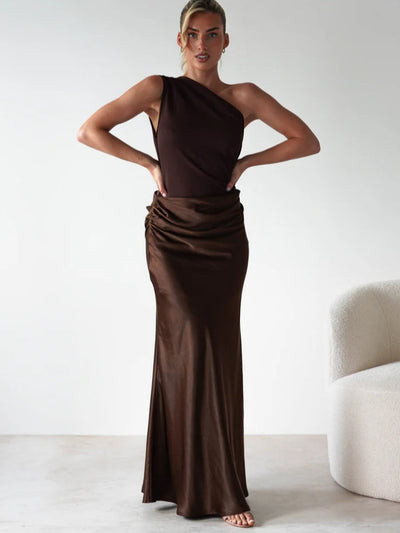 Asymmetric Neckline Sleeveless Dress