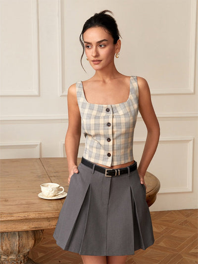 Classic Plaid Wide-Strap Camisole