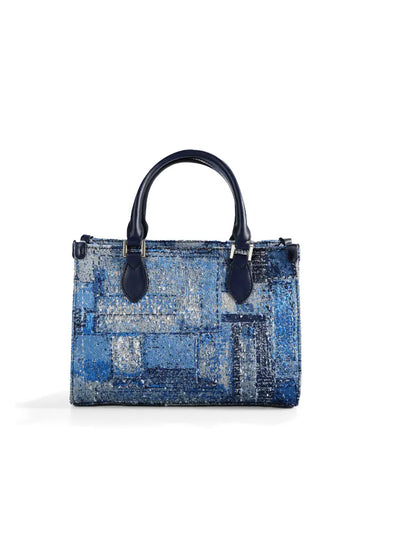 Deep Blue Structured Heavy-Stitch Tote Bag
