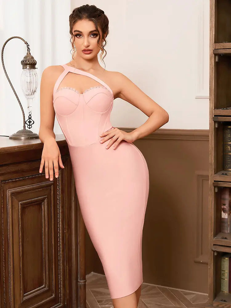 Minimalist One-Shoulder Bodycon Dress