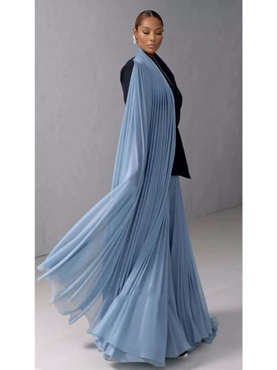 Light Blue Chiffon Drape Maxi Skirt Set