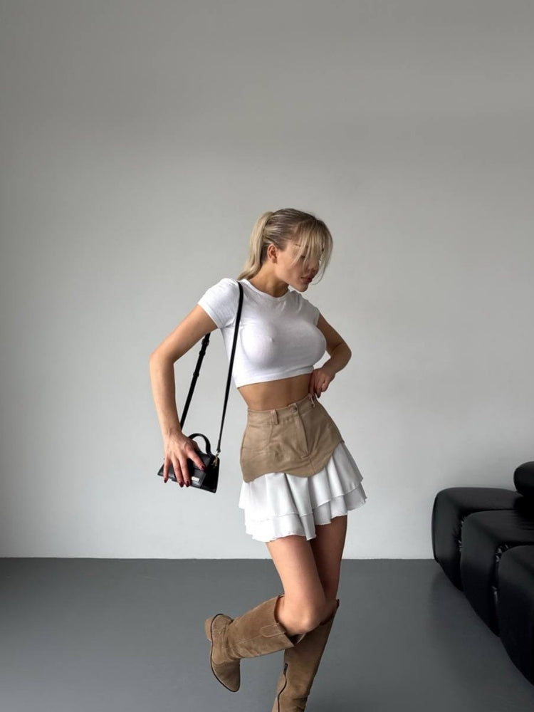 Sexy Paneled Mini Skirt