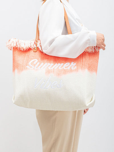 Two-Tone Embroidered Tote Bag