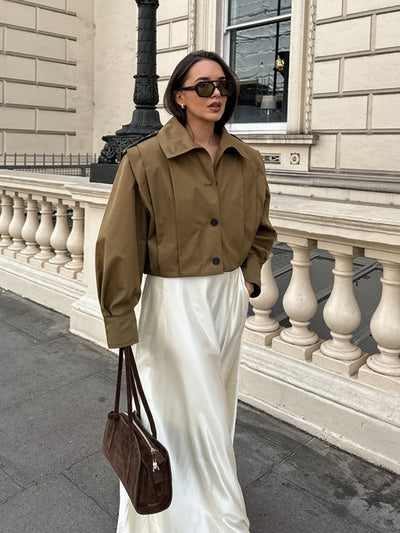 Drop Shoulder Notch Lapel Coat