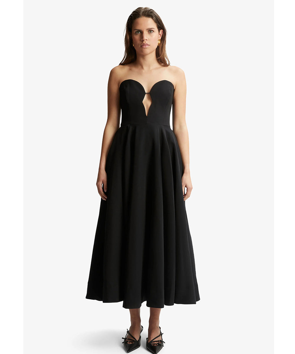 Elegant Retro Inspired Strapless Midi Dress