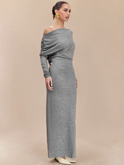 Asymmetric Neckline Maxi Dress